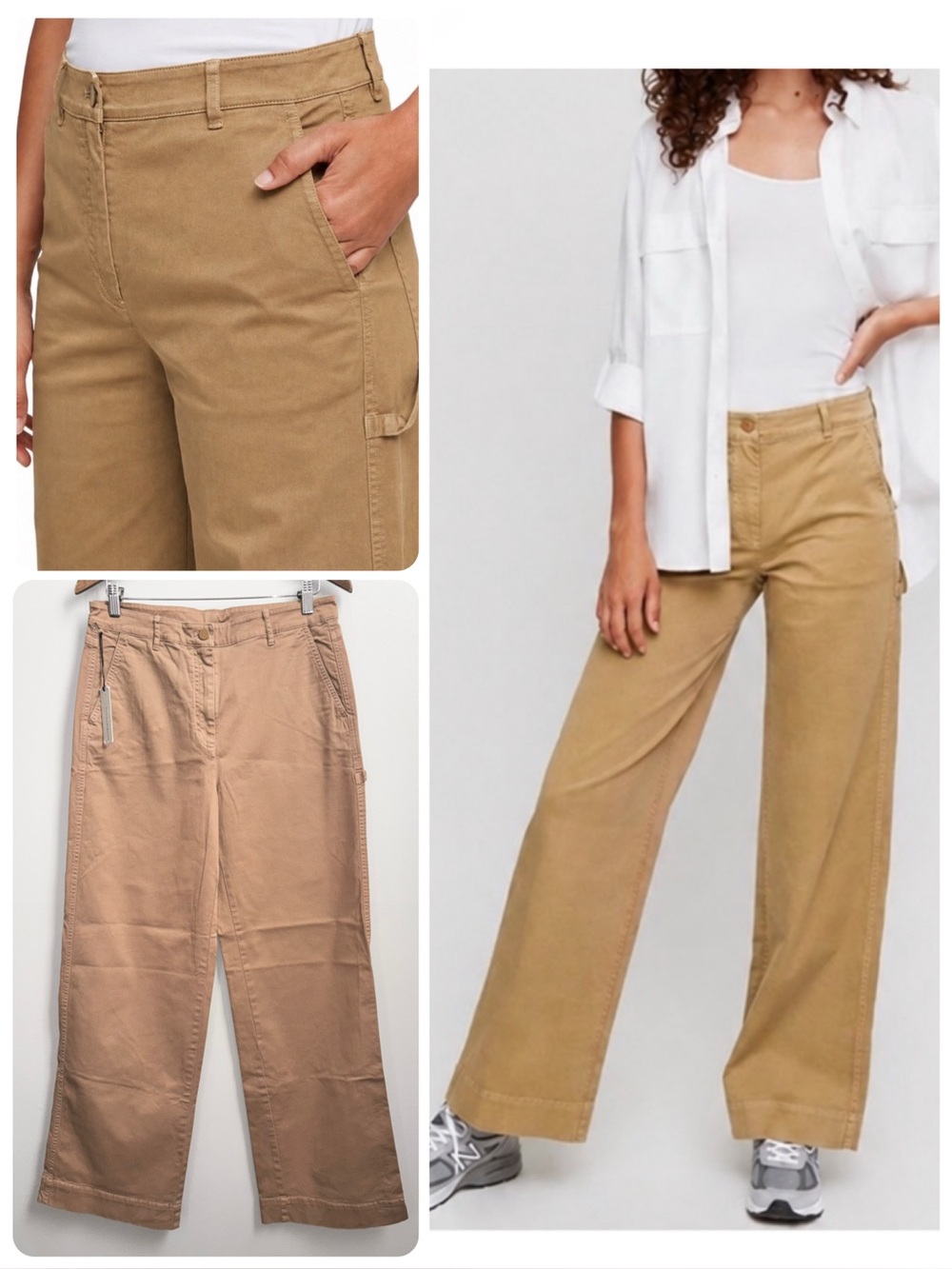NWT Aritzia Babaton Wide Leg Olympia Carpenter Pants Utility Tan Trousers Sz 10